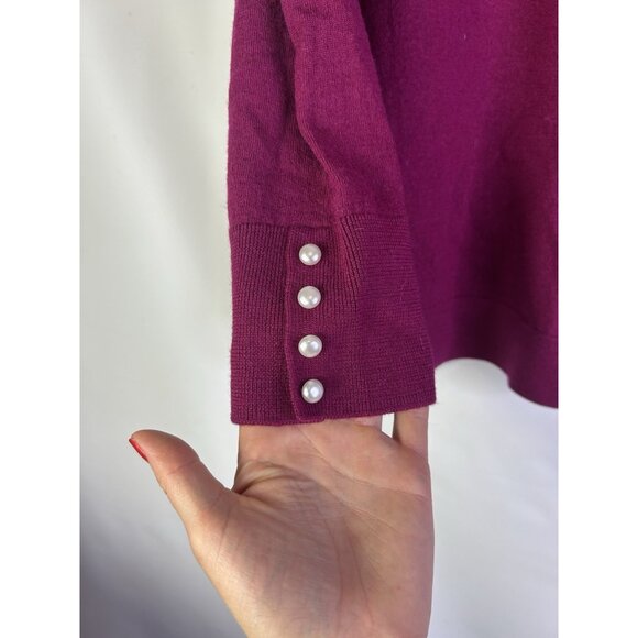 Talbots Merino Wool Button Detail Lightweight Sweater Purple - Picture 3 of 7